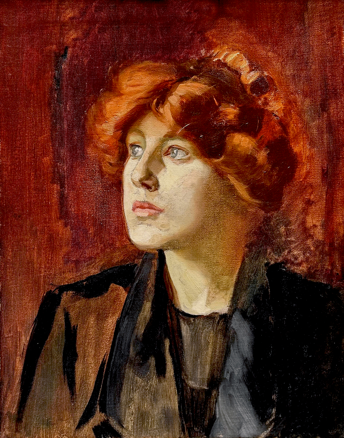 Circle of Ambrose McEvoy - Portrait of a Lady, oil on canvas, early 20th century - Darnley Fine Art