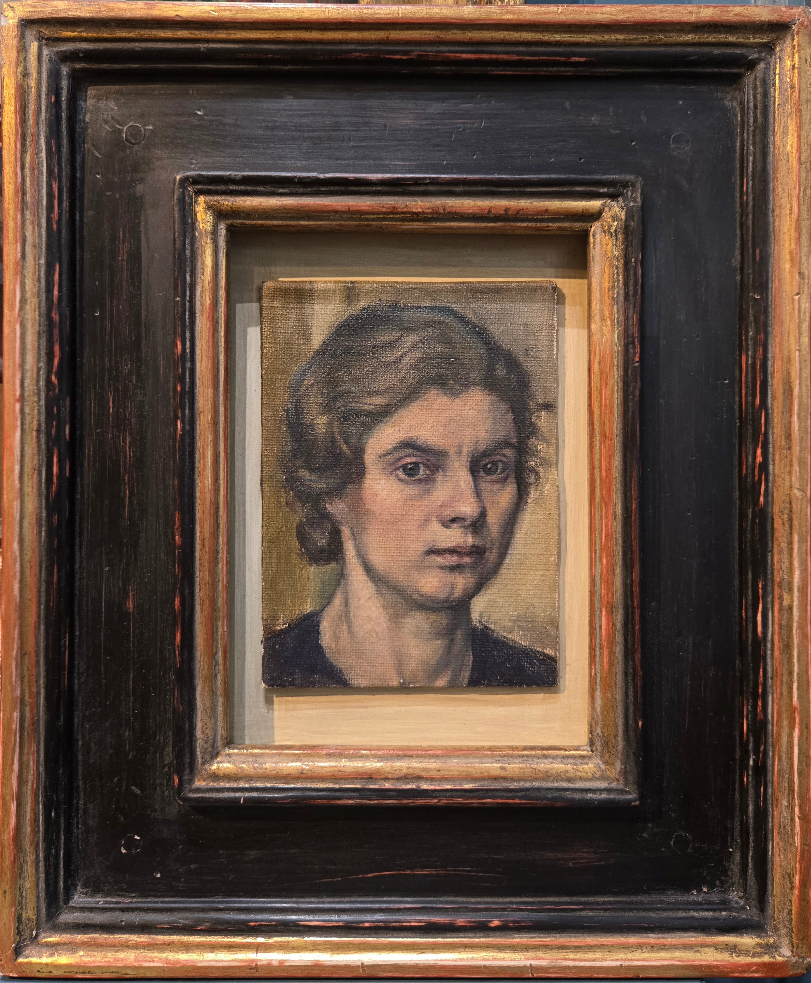 20th Century British School - Self Portrait, oil on canvas framed - Darnley Fine Art