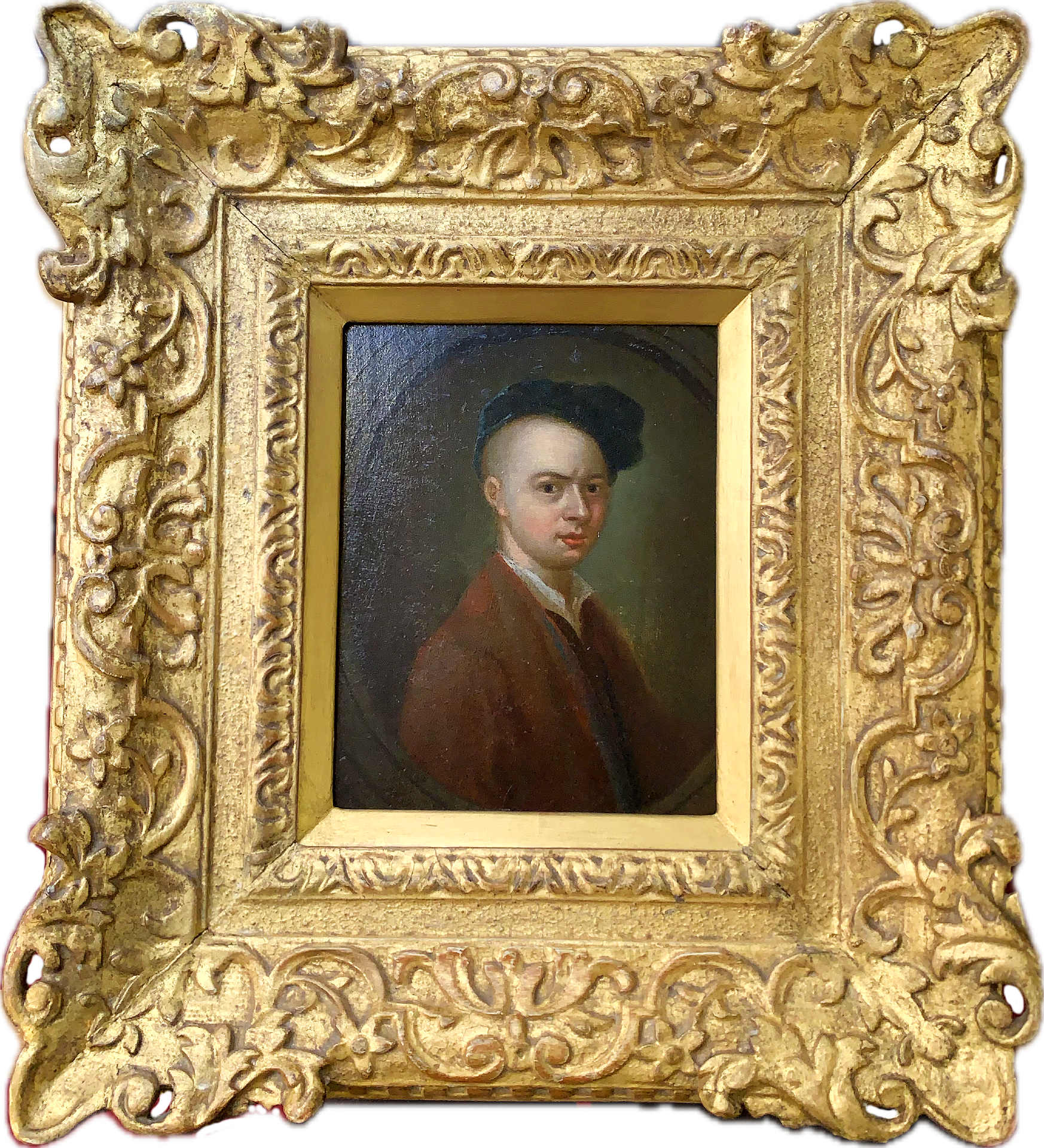 Francis Hayman - Self Portrait, oil on oak panel, 18th century - Darnley Fine Art