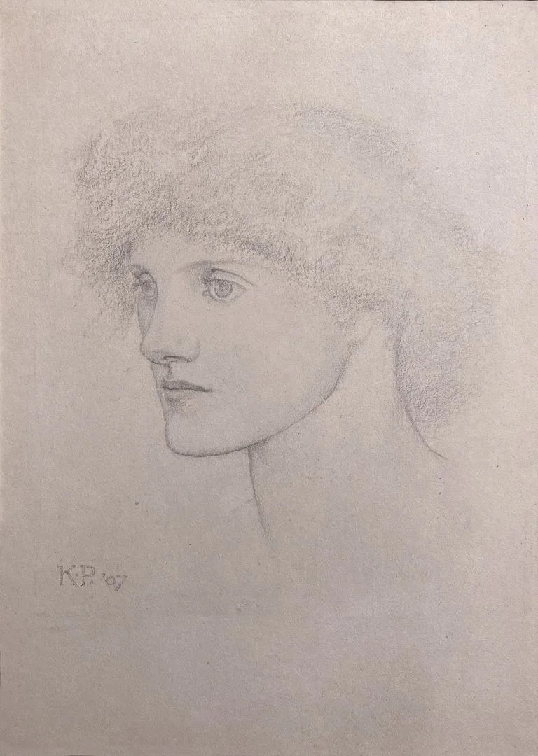 Karl Parsons - Head of a Young Woman, graphite on paper, early 20th century - Darnley Fine Art