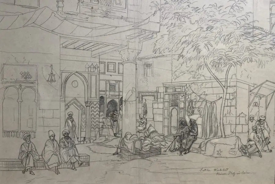 Carl Friedrich Heinrich Werner - Saddlers' Workshop in Cairo, graphite on paper, 19th century - Darnley Fine Art