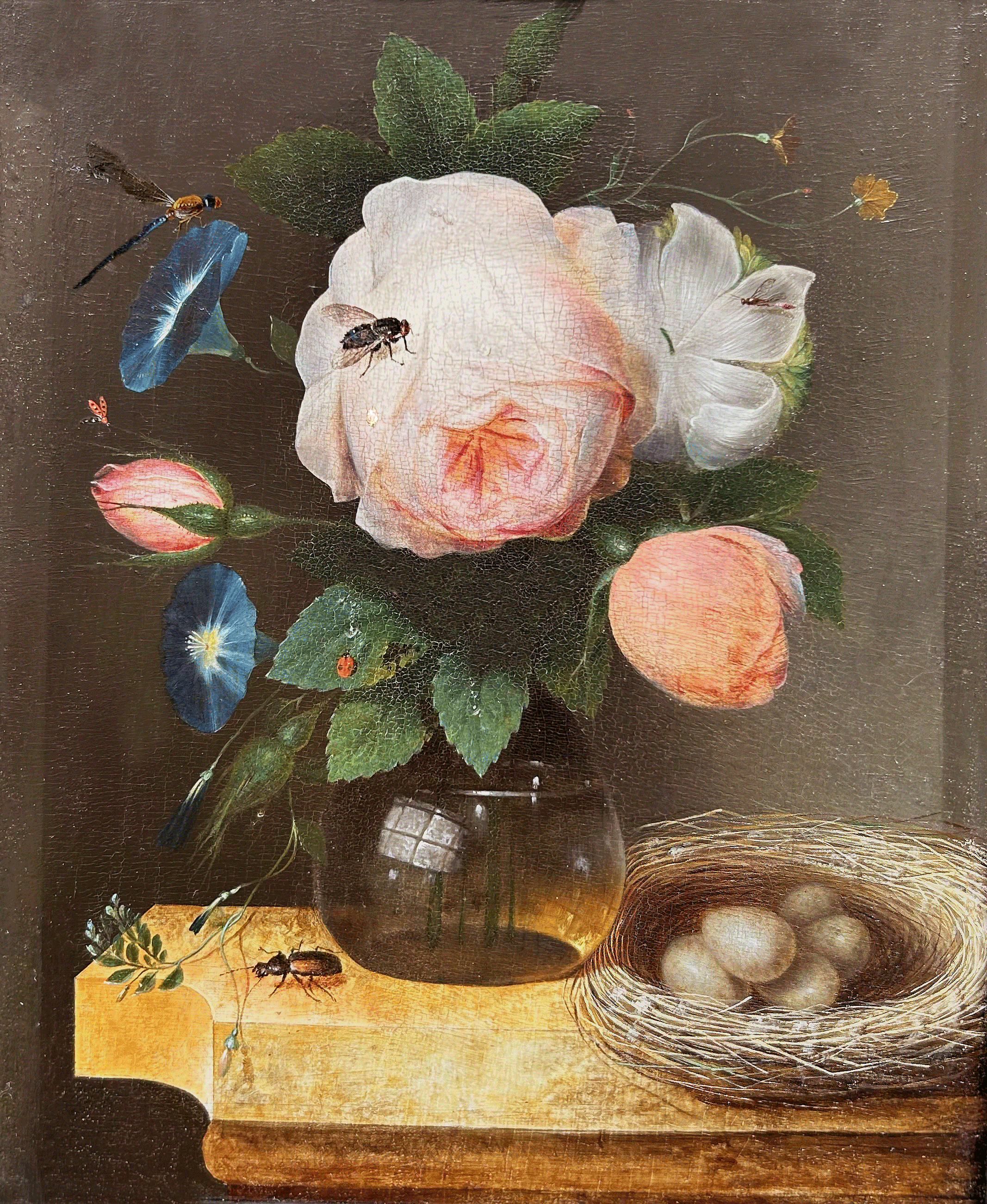 Still Life of Roses in a Glass Vase