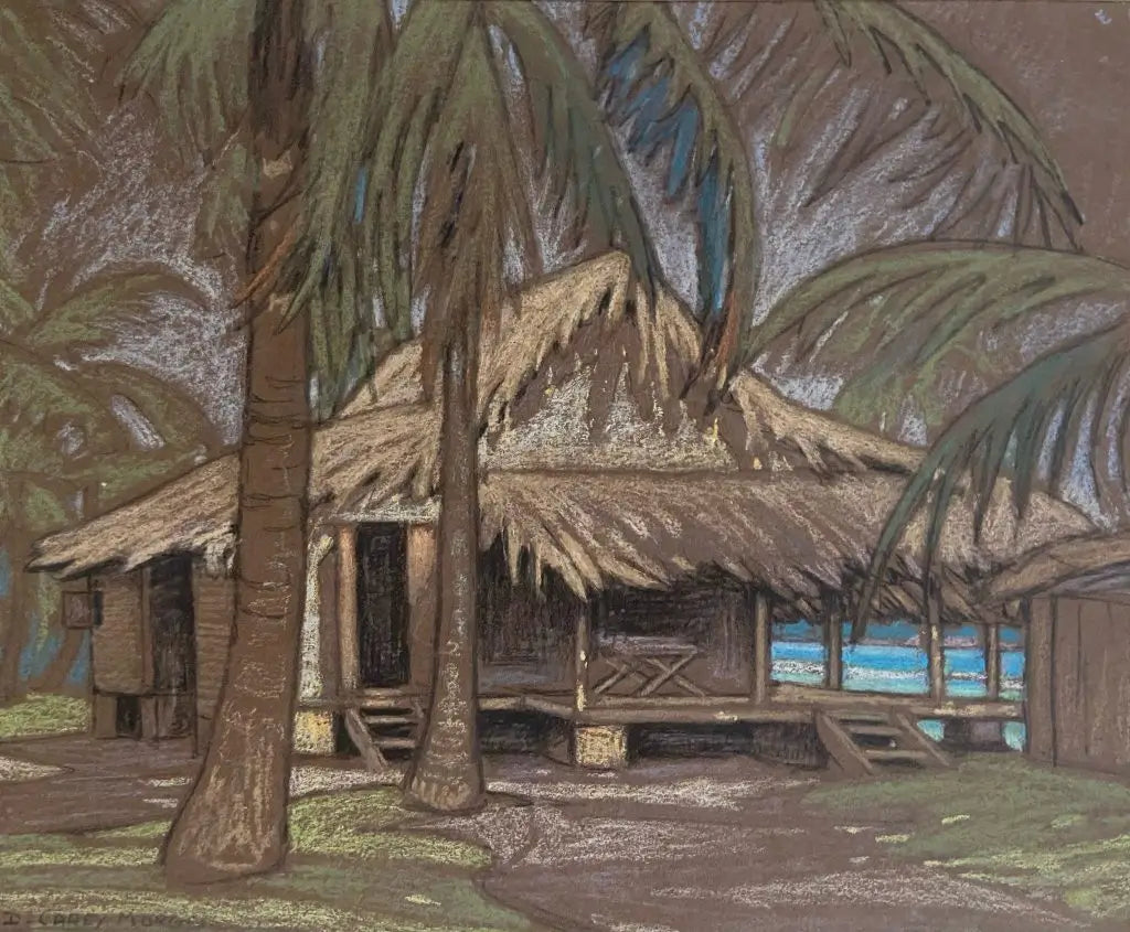 Dorothy Carey Morgan - A Country House in the Seychelles, pastel on paper, 20th century - Darnley Fine Art