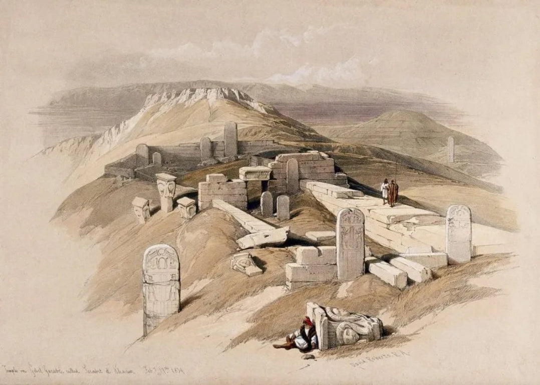 David Roberts - An Ancient Egyptian Temple on Gebel Garabe, lithograph, 19th century - Darnley Fine Art