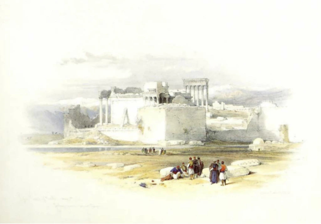 David Roberts - Baalbec, looking towards Lebanon, lithograph, 19th century - Darnley Fine Art