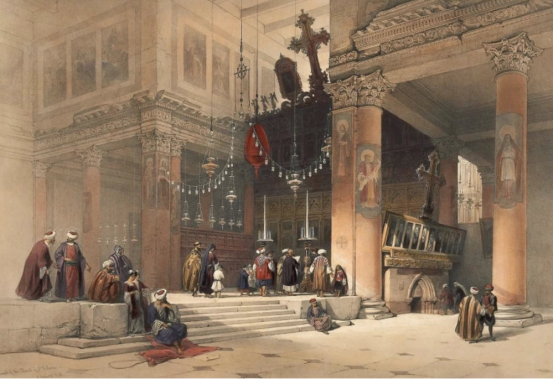 David Roberts - Chancel of the Church of St Helena, lithograph, 19th century - Darnley Fine Art
