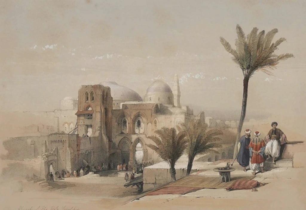 David Roberts - Church of the Holy Sepulchre, exterior view, lithograph, 19th century - Darnley Fine Art