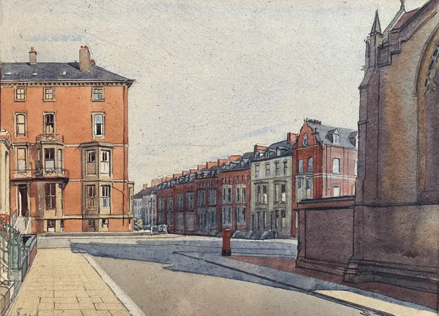 English School - Church Square, Whitby, watercolour on paper, mid 20th century - Darnley Fine Art