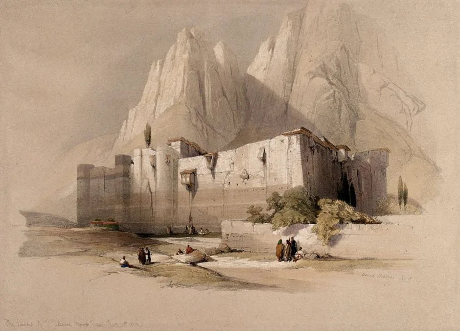 David Roberts - Convent of St Catherine, Mt Sinai, lithograph, 19th century - Darnley Fine Art