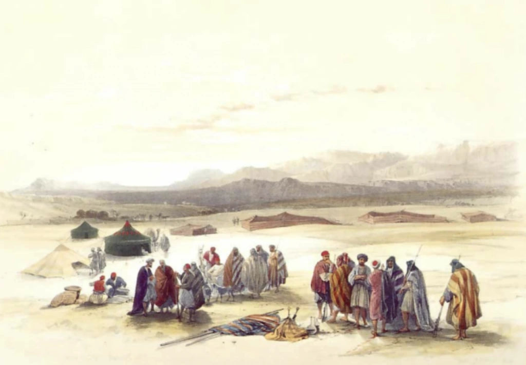 David Roberts - Encampment of the Alloeen in Wady Araba, lithograph, 19th century - Darnley Fine Art