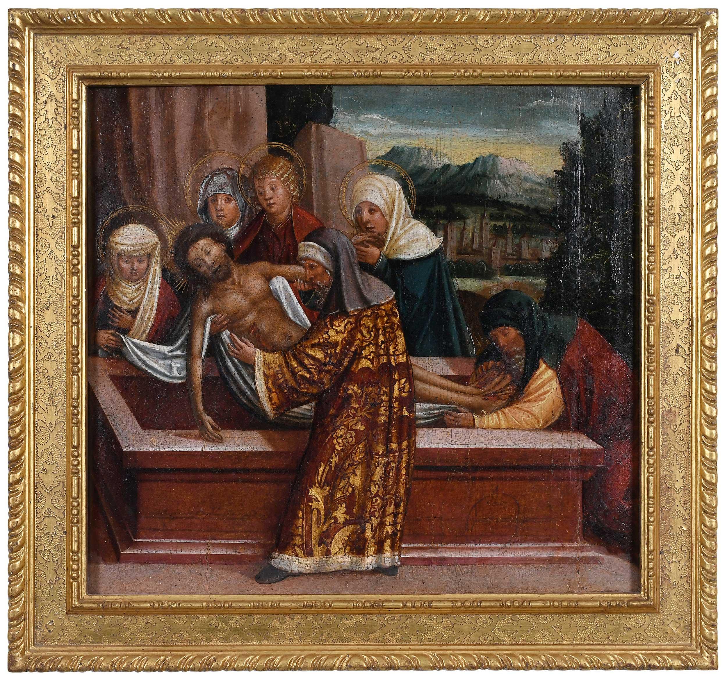 Italian School - The Entombment of Christ, tempera on panel, 15th century - Darnley Fine Art