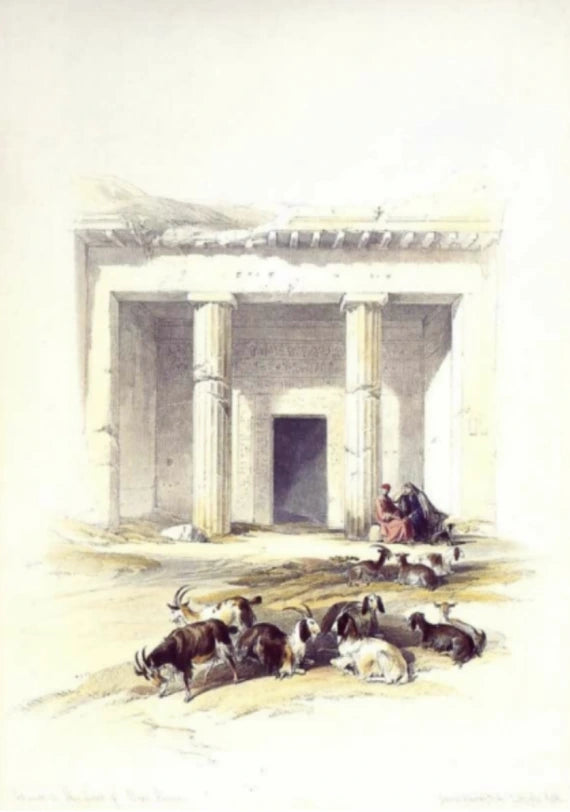 David Roberts - Entrance to the Caves of Beni Hassan, lithograph, 19th century - Darnley Fine Art