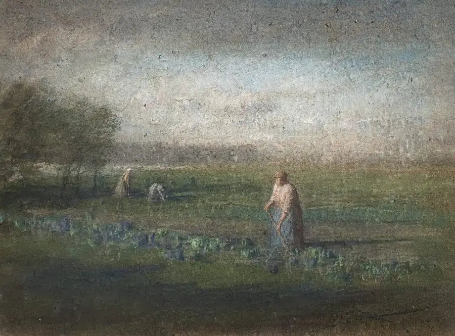 Manner of Jean Francois Millet - Field Workers, pastel on paper, 19th century - Darnley Fine Art