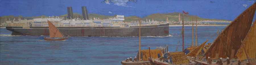 Frank Henry Mason - SS Arankola in Rangoon, gouache, late 19th/20th century - Darnley Fine Art