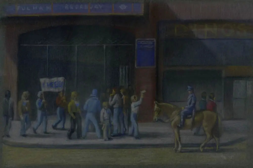 Peter Gardner - Fulham Broadway, pastel on paper, 20th century - Darnley Fine Art
