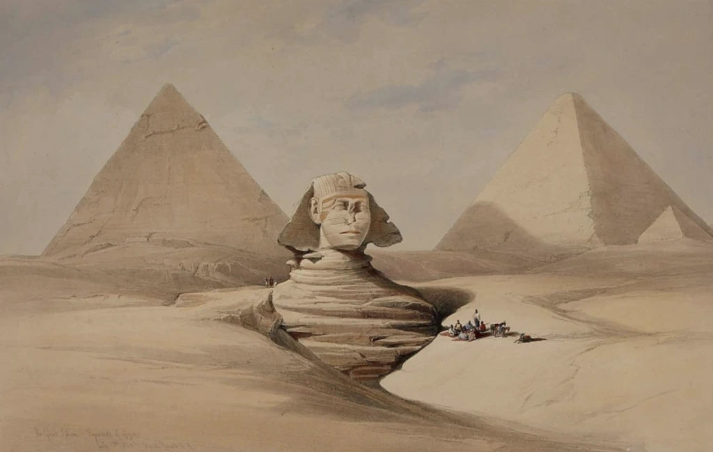 David Roberts - Head of the Great Sphinx, Pyramids of Geezeh, lithograph, 19th century - Darnley Fine Art