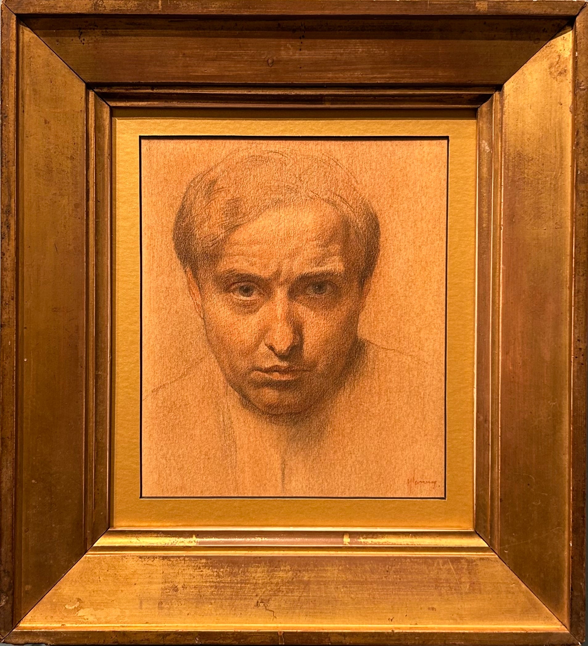 Herbert Johnson Harvey - Self-Portrait, pastel on paper, early 20th century - Darnley Fine Art