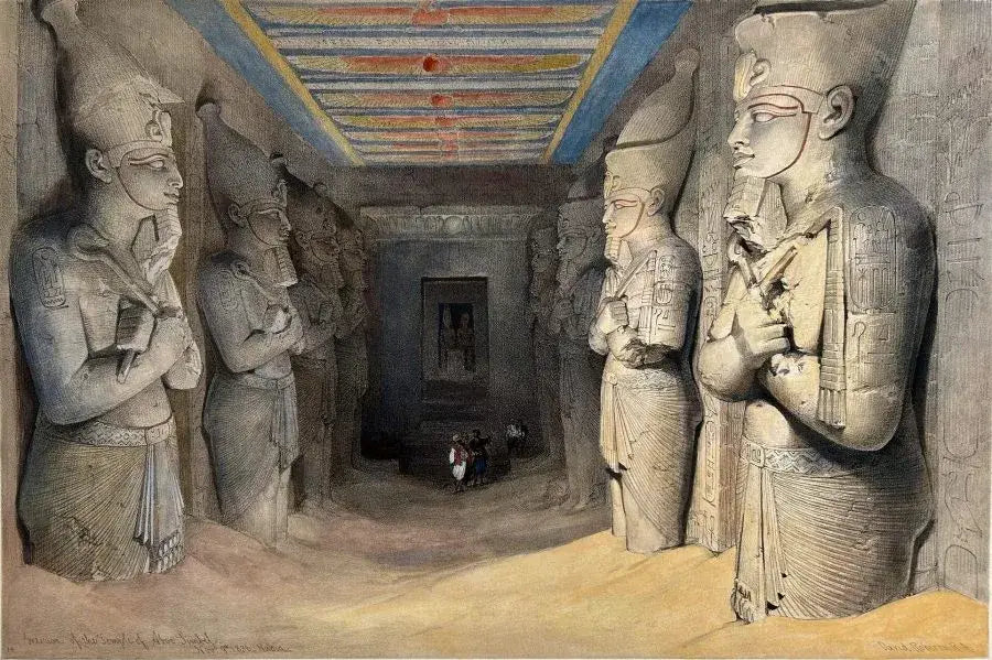 David Roberts - Interior of the Great Temple of Aboo Simbel, lithograph, 19th century - Darnley Fine Art