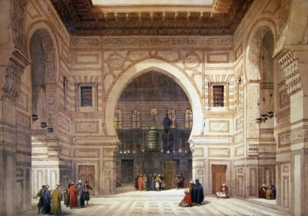 David Roberts - Interior of the Mosque of the Sultan El Ghoree, lithograph, 19th century - Darnley Fine Art