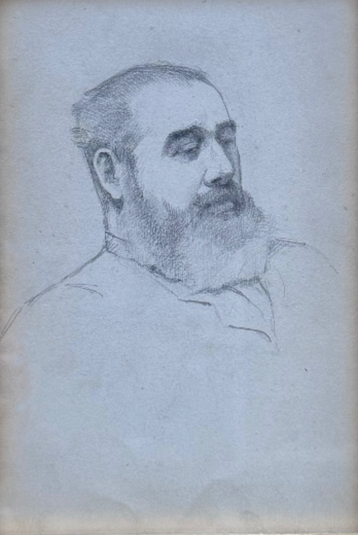 Jane Ross - A Sketch of Thomas Cooper Gotch, pencil on paper, 19th century - Darnley Fine Art