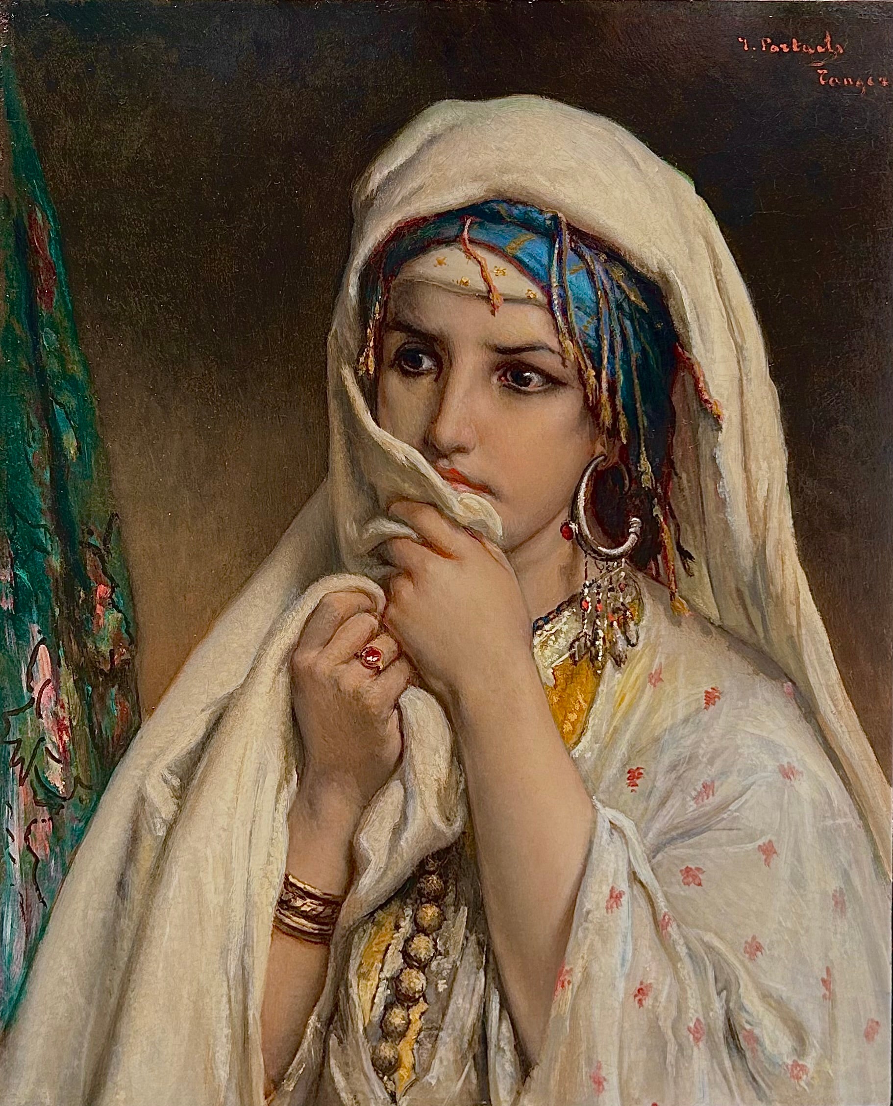 Jean Francois Portaels - The Gaze of Thamina, oil on panel, 19th century - Darnley Fine Art