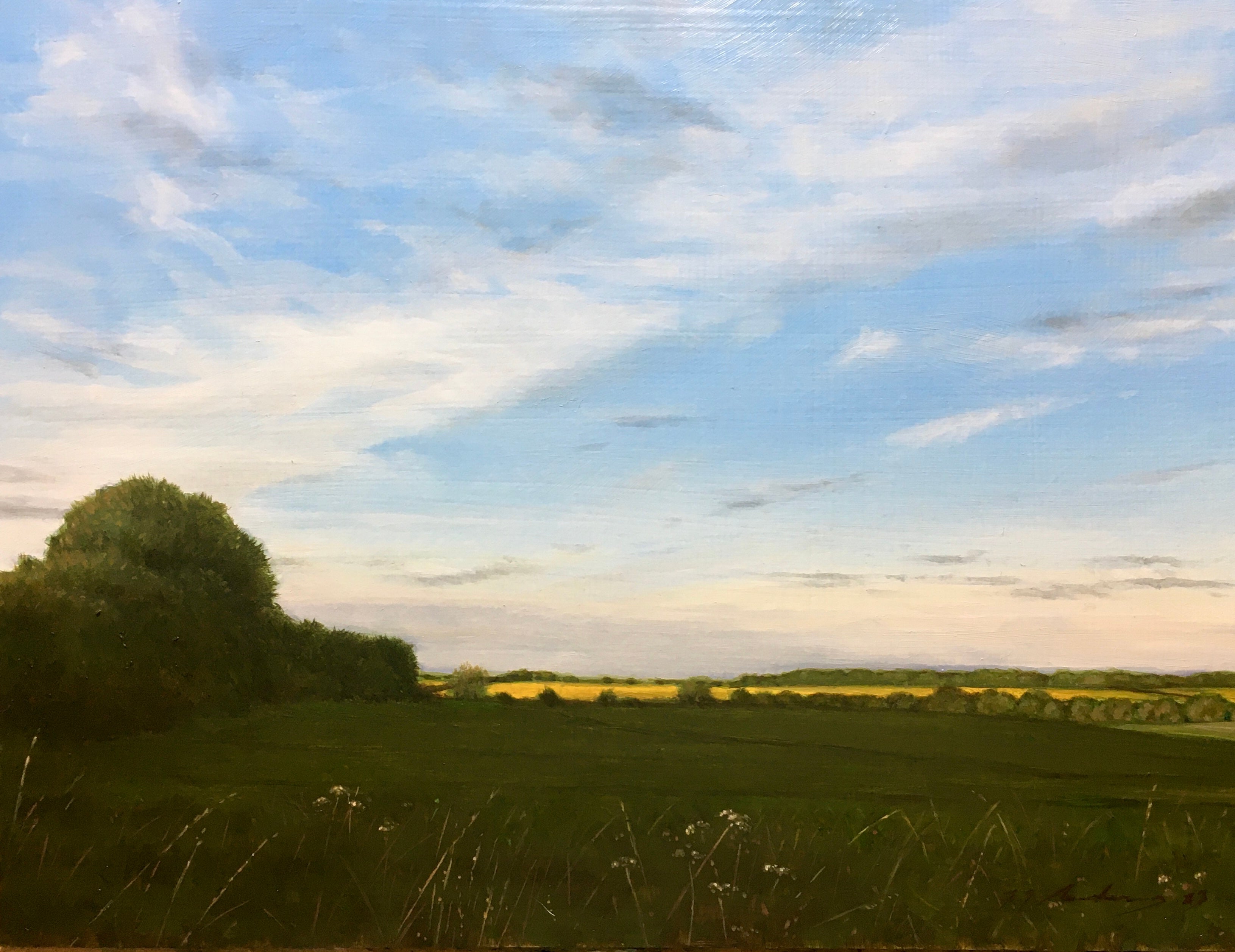 Jeremy Andrews - Roman Road, Linton, oil on board, 21st century - Darnley Fine Art