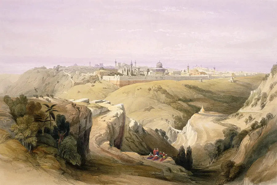 David Roberts - Jerusalem from the road leading to Bethany, lithograph, 19th century - Darnley Fine Art