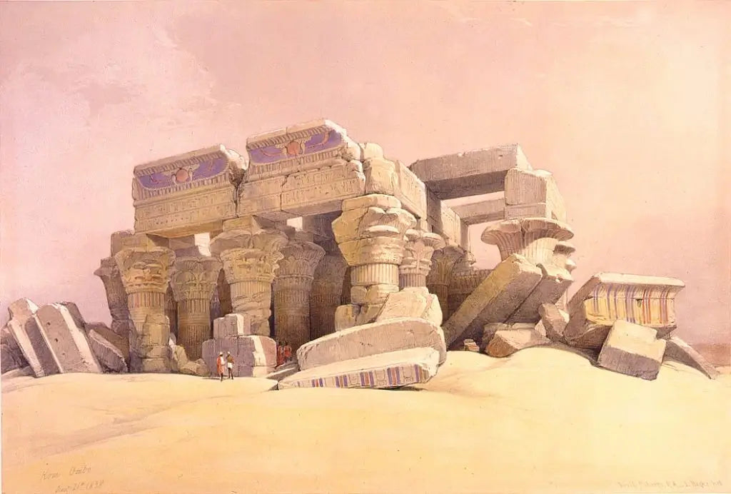 David Roberts - Kom Ombo, lithograph, 19th century - Darnley Fine Art