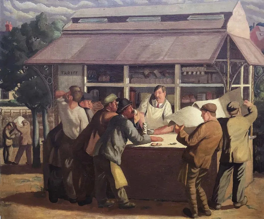Mary Adshead - London Costermongers, oil on canvas, 20th century - Darnley Fine Art
