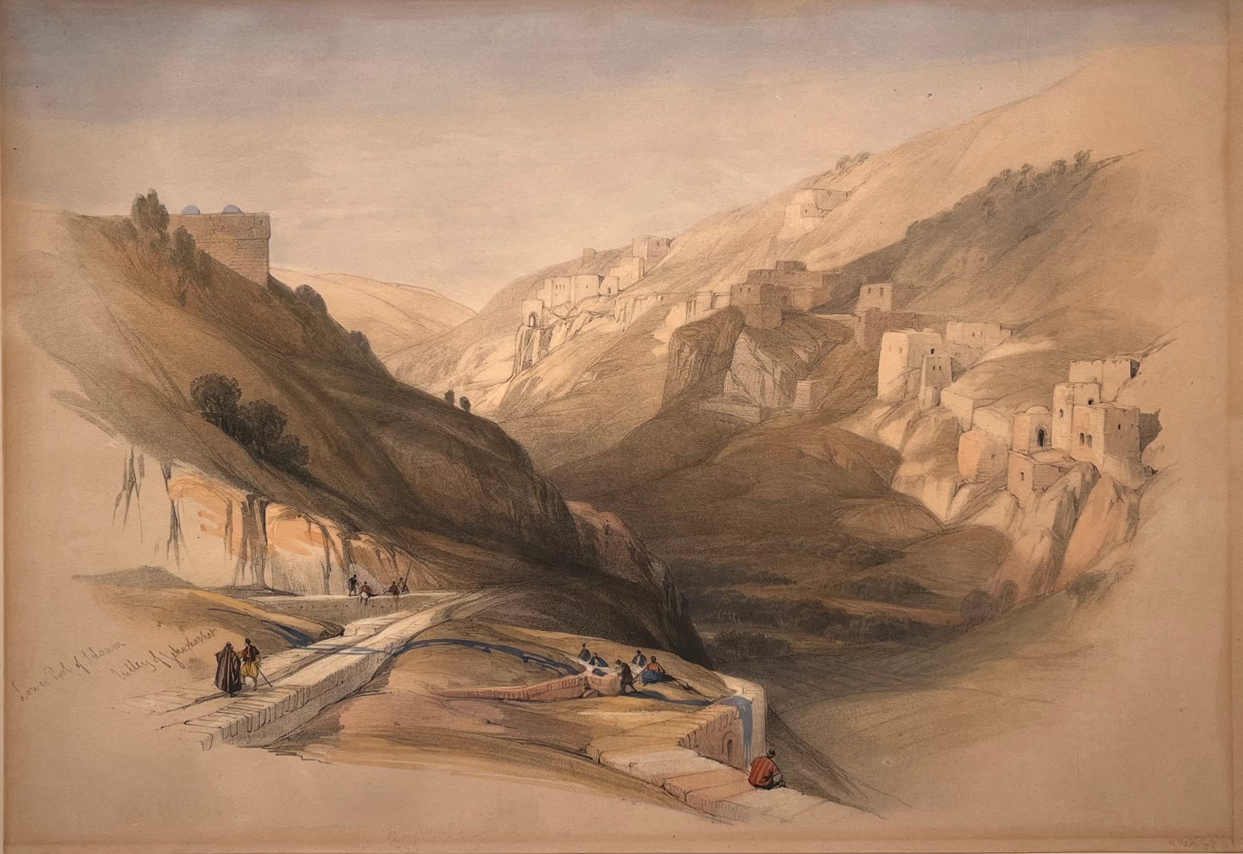 David Roberts - Lower Pool of Siloam, Valley of Jehoshaphat, lithograph, 19th century - Darnley Fine Art