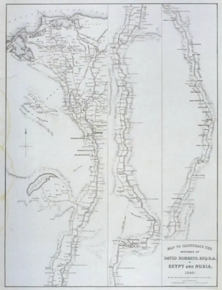 David Roberts - Map of the Valley of the Nile, lithograph, 19th century - Darnley Fine Art