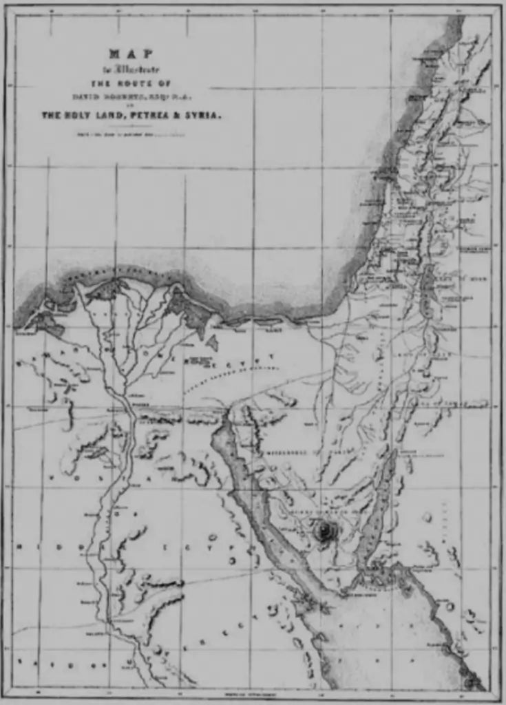 David Roberts - Map to Illustrate David Roberts' Route, lithograph, 19th century - Darnley Fine Art