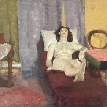 Caroline Hutchinson - Nude in Bedroom, oil on canvas, 20th century - Darnley Fine Art