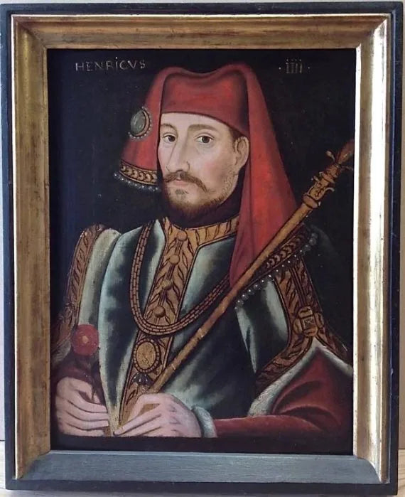 English School - Portrait of King Henry IV, oil on oak panel, late 16th century - Darnley Fine Art