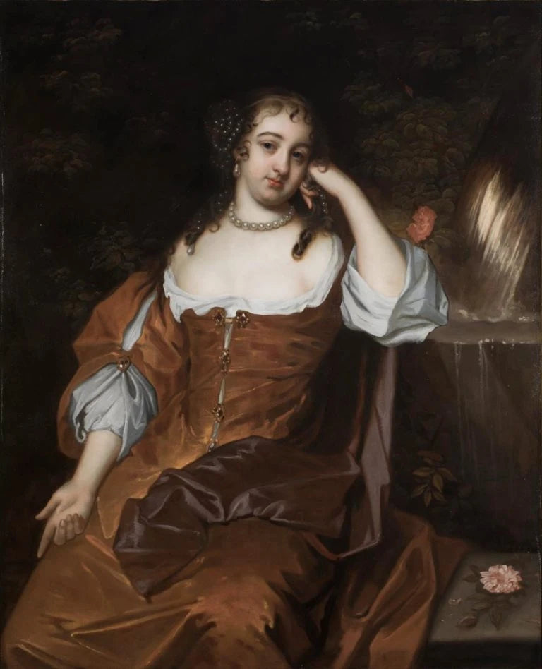 Jacob Huysmans - Portrait of a Lady by a Fountain, oil on canvas, 17th century - Darnley Fine Art