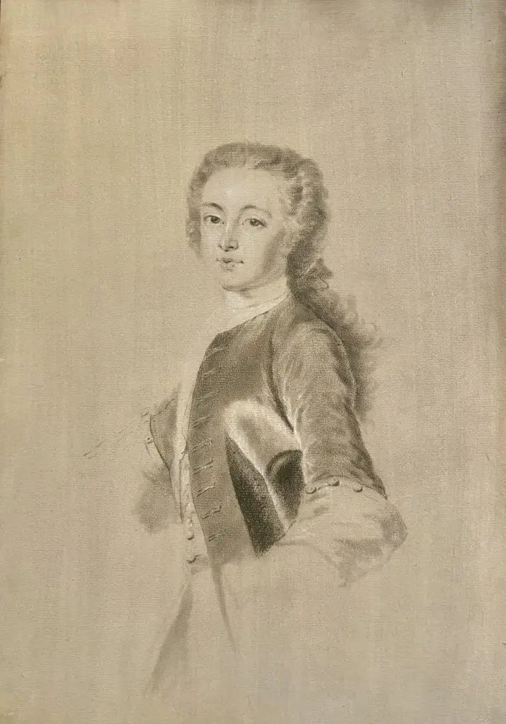 French School - Portrait of a Young Duke, black chalk, white smudge and highlights on paper, 19th century - Darnley Fine Art