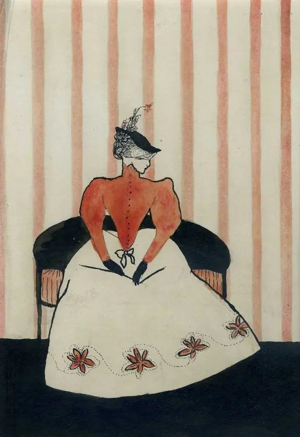 Circle of Aubrey Beardsley - Ready and Waiting, ink and watercolour on paper, late 19th century - Darnley Fine Art