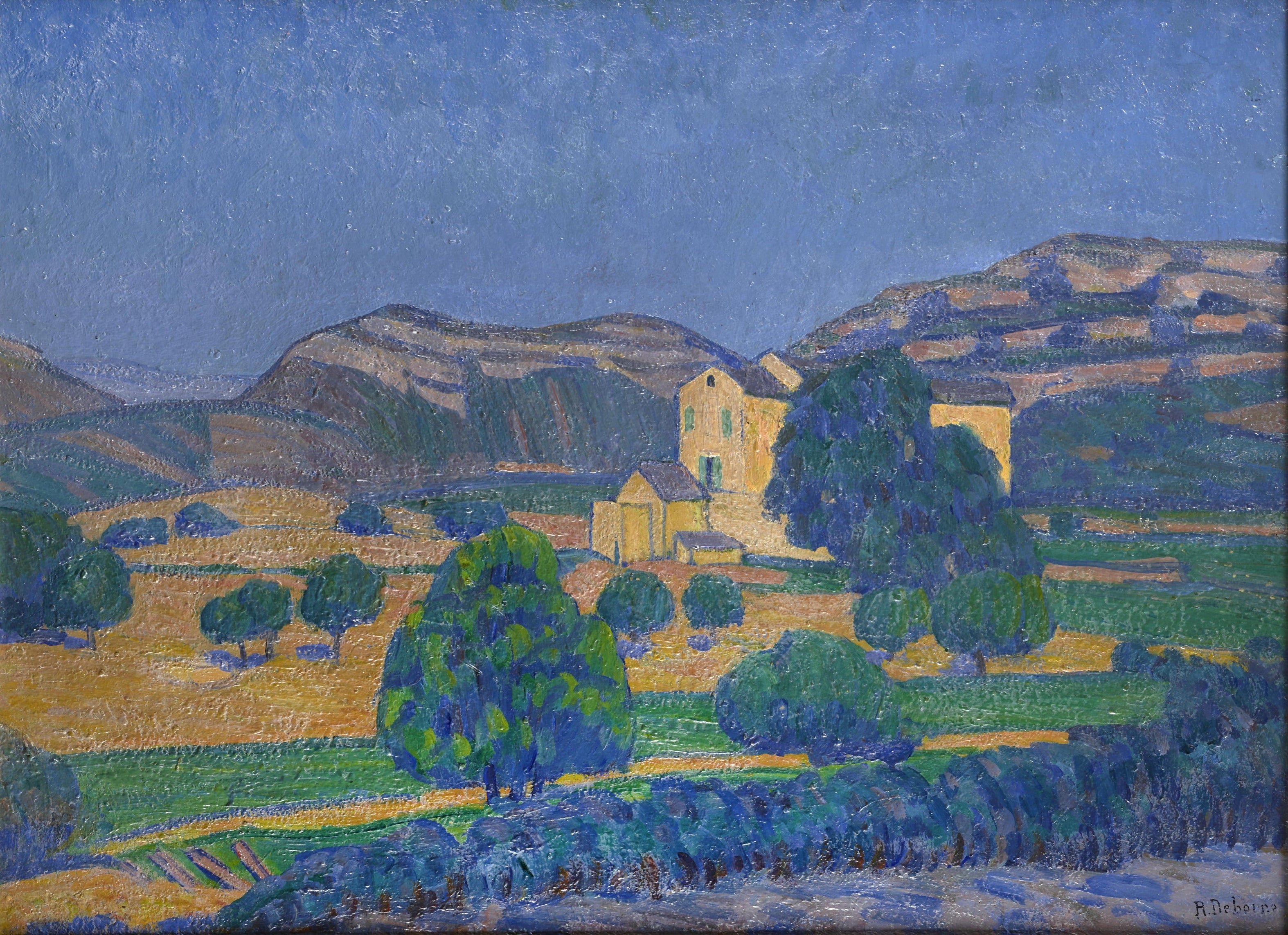 Robert Deborne - L'eglise au Paysage, oil on canvas, early 20th century - Darnley Fine Art