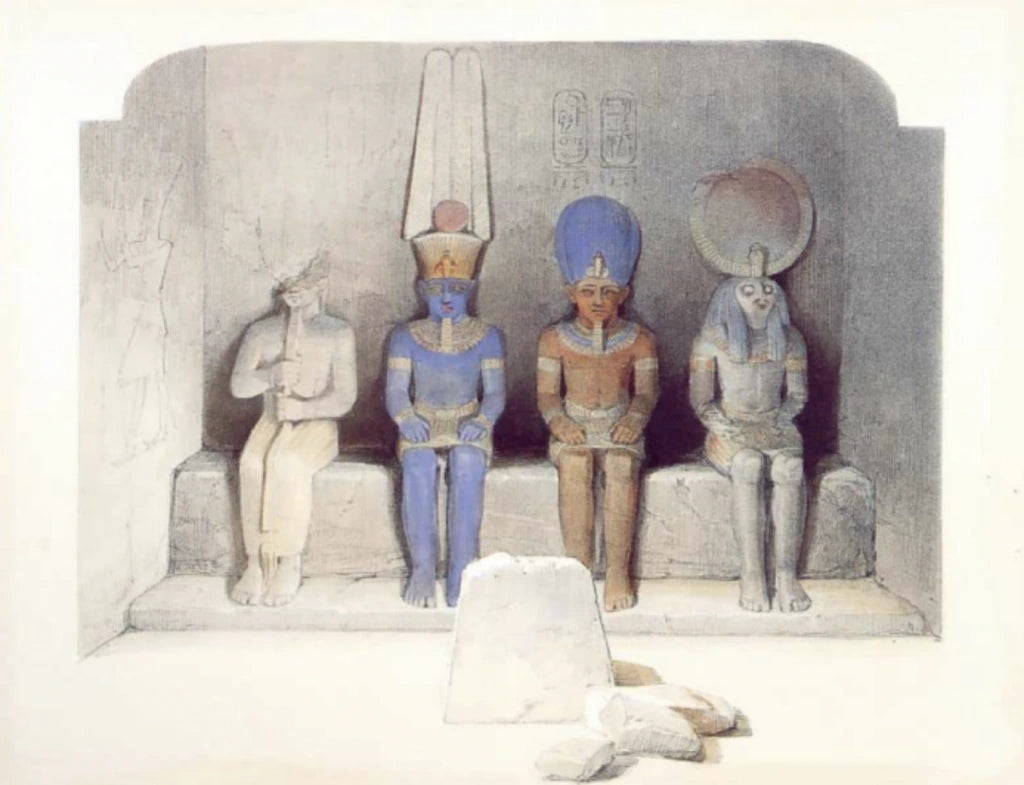David Roberts - Sanctuary of the Great Temple of Aboo Simbel, lithograph, 19th century - Darnley Fine Art