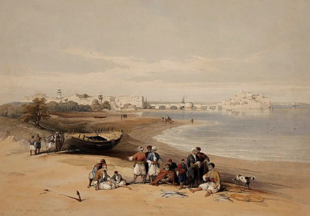 David Roberts - Sidon, General View, lithograph, 19th century - Darnley Fine Art