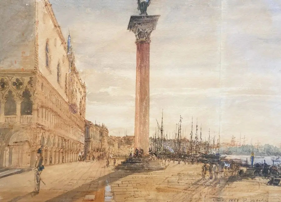 Francois-Victor Sabatier - St Mark's Square, Venice, watercolour on paper, 19th century - Darnley Fine Art