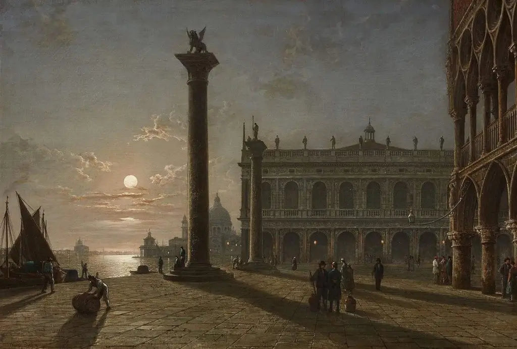Henry Pether - St Mark's Square, oil on canvas, 19th century - Darnley Fine Art