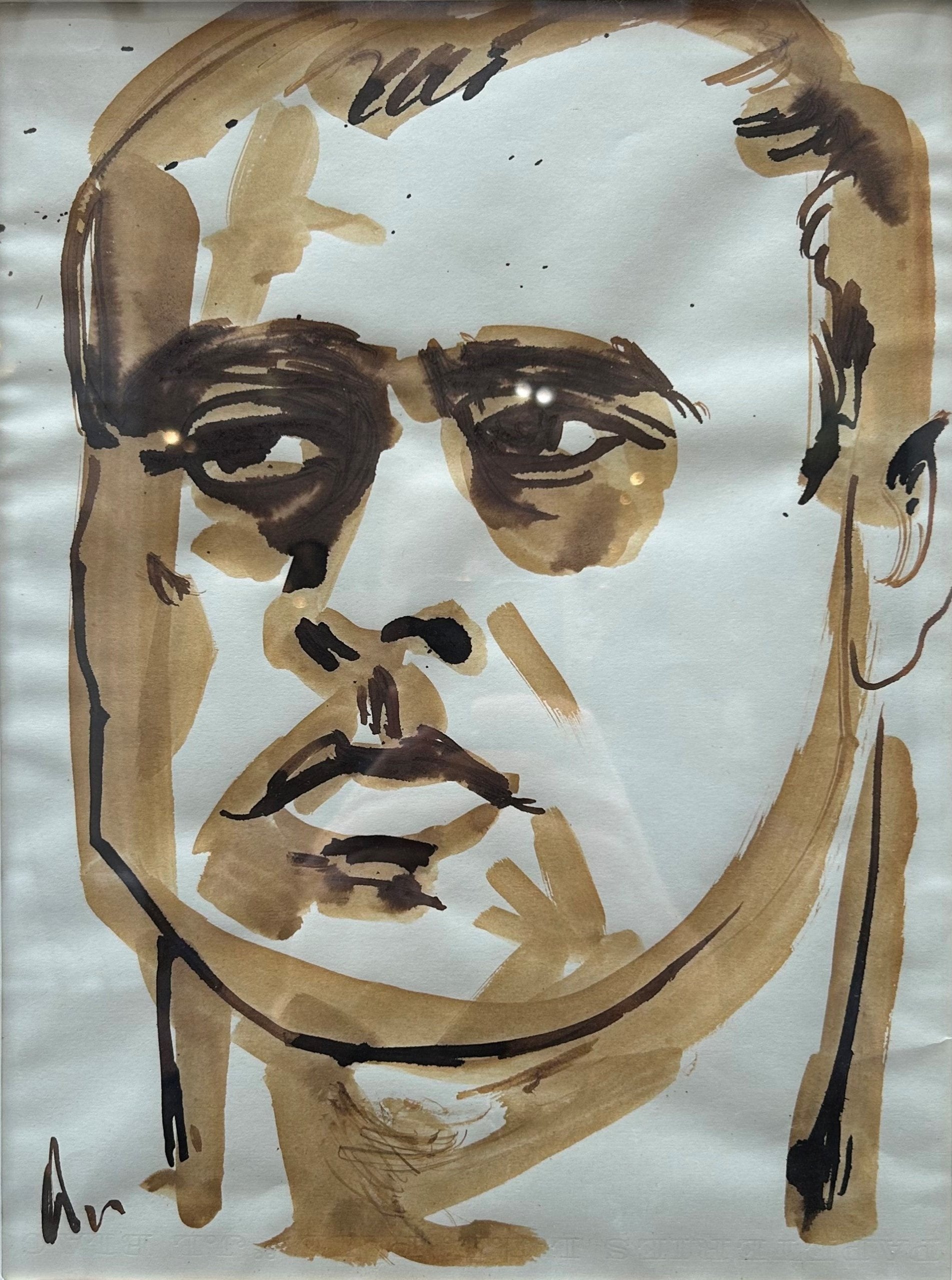 Stephen Andrews - Sketch of Marlon Brando, ink on paper, 20th century - Darnley Fine Art