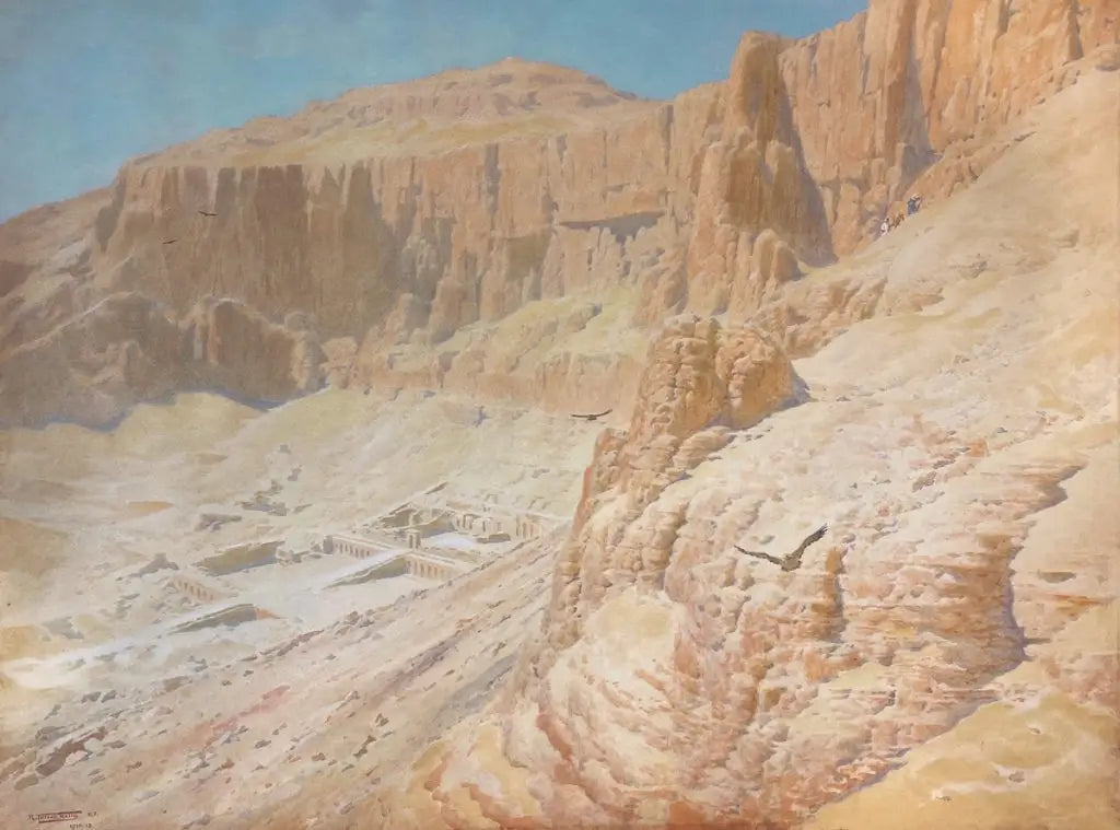 Robert George Talbot Kelly - Temple of Hatshepsut, watercolour on paper, early 20th century - Darnley Fine Art