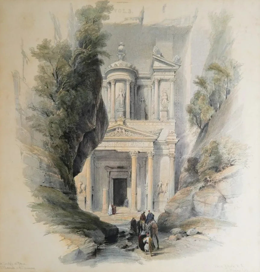 David Roberts - The Temple of El Khasne, Title Vignette, lithograph, 19th century - Darnley Fine Art
