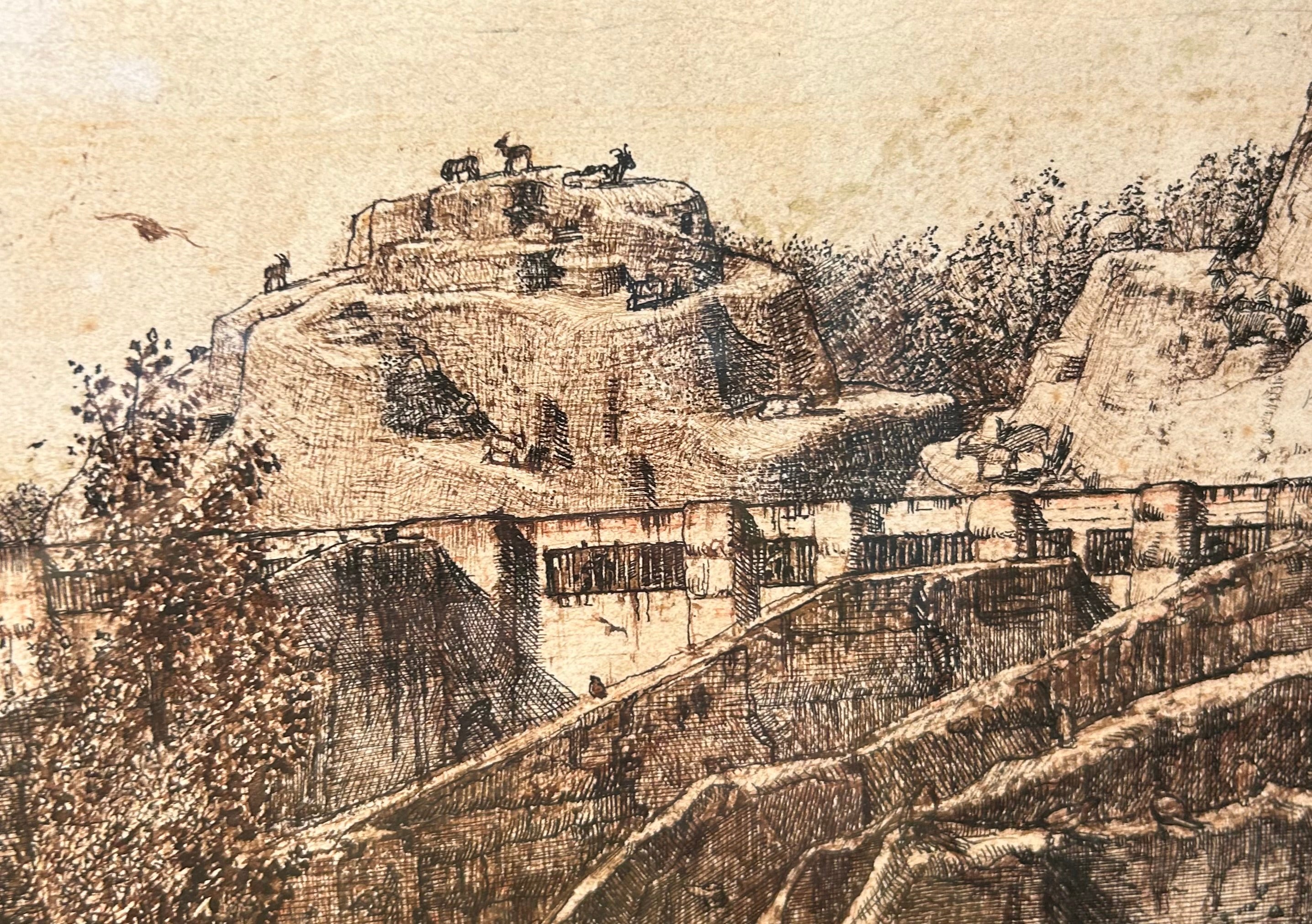 Edward Prust - The Mappin Terraces, London Zoo, pen and ink, early 20th century - Darnley Fine Art