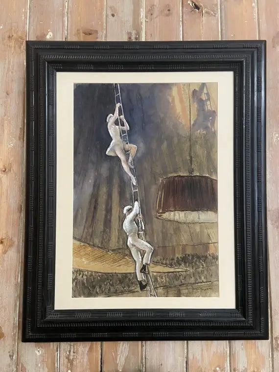 Laura Knight - The Trapeze Artists, watercolour and pastel, 20th century - Darnley Fine Art