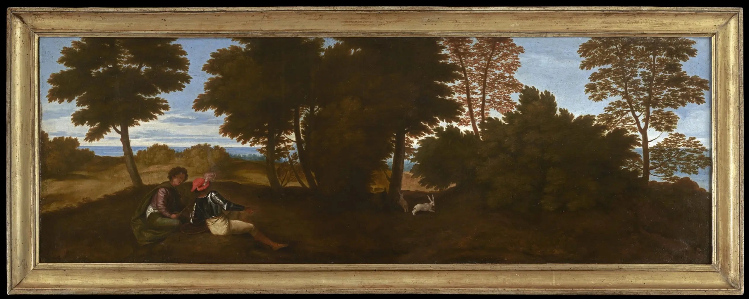 Italian School - The Two Hares, oil on canvas, 17th century - Darnley Fine Art