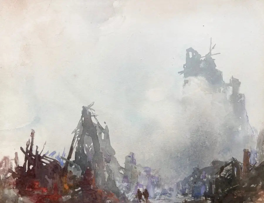 Charles Rebel Stanton - The Blitz, watercolour on paper, 20th century - Darnley Fine Art