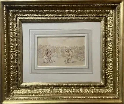Thomas Rowlandson - The Boxing Match, pencil, pen and ink, and watercolour on laid paper, 18th century - Darnley Fine Art